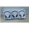 Image 2 : Three New Dynamic Headphones, Over-Ear Cushioned Pads, and 1 Used