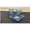 Image 2 : 5-Piece Vintage Cambridge Caprice Moonlight Blue Glass and 4-Piece Depression Glass