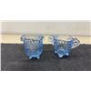 Image 4 : 5-Piece Vintage Cambridge Caprice Moonlight Blue Glass and 4-Piece Depression Glass
