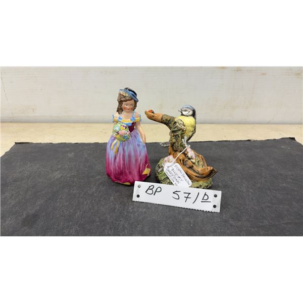 Royal Doulton "Joan" Figurine 5 1/4” H and "Blue Tit" Garden Birds Collection Figurine