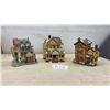 Image 1 : 3 Christmas Light Up Houses 8” H x 7” W, and Power Cords