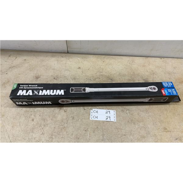 Maximum 1/2” Torque Wrench, 50-250 ft-lb (67.79-338.95 Nm), Metric and SAE