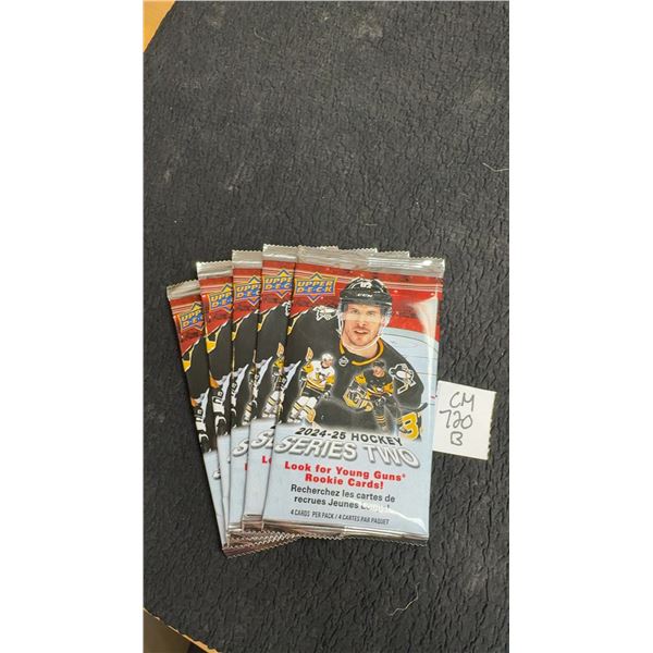 5 Sealed 2024-25 Upper Deck Series 2 Hockey Packs