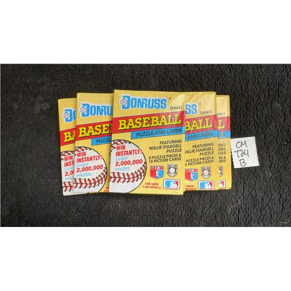 5 Sealed Donruss Series 1 Baseball Packs