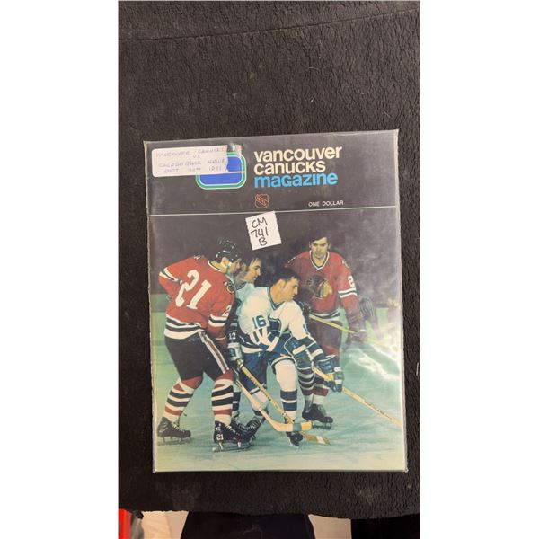 1971 Vancouver Canucks VS Chicago Black Hawks Program
