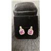 Image 2 : 1.0 Carat Pink Simulated Diamond CZ Halo Stud Earrings in 925 Sterling Silver, White Gold Overlay