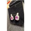 Image 3 : 1.0 Carat Pink Simulated Diamond CZ Halo Stud Earrings in 925 Sterling Silver, White Gold Overlay