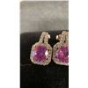 Image 5 : 1.0 Carat Pink Simulated Diamond CZ Halo Stud Earrings in 925 Sterling Silver, White Gold Overlay