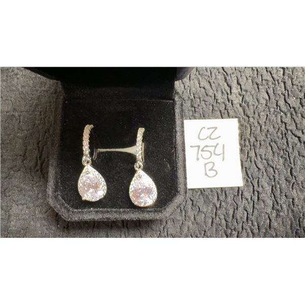 925S 2.0ct Each Pear Cut Simulated Diamond Halo Dangle Earrings, In Sterling Silver with White