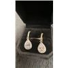 Image 2 : 925S 2.0ct Each Pear Cut Simulated Diamond Halo Dangle Earrings, In Sterling Silver with White