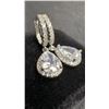 Image 5 : 925S 2.0ct Each Pear Cut Simulated Diamond Halo Dangle Earrings, In Sterling Silver with White