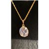 Image 2 : 18K Gold Plated 10.0ct Oval Cut Simulated Diamond (CZ) 2-Piece Necklace and Stud Earrings