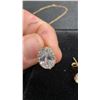 Image 9 : 18K Gold Plated 10.0ct Oval Cut Simulated Diamond (CZ) 2-Piece Necklace and Stud Earrings