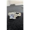 Image 5 : 925 Sterling Silver 1.0ct Princess Cut Simulated Diamond CZ Halo Twist Ring, Size 7, White Gold