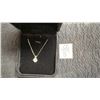 Image 1 : 0.6ct Simulated Diamond CZ Necklace, 16”-18”, Sterling Silver with White Gold Overlay
