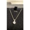 Image 2 : 0.6ct Simulated Diamond CZ Necklace, 16”-18”, Sterling Silver with White Gold Overlay