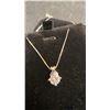 Image 3 : 0.6ct Simulated Diamond CZ Necklace, 16”-18”, Sterling Silver with White Gold Overlay