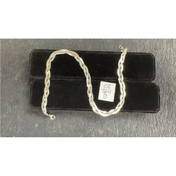 Platinum Plated 8.0mm Triple Twisted Serpentine Necklace, 17 1/2” - 19 1/2” Long