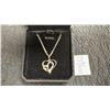 Image 1 : Platinum Plated 25.0mm Simulated Diamond (CZ) Double Heart Necklace, 17” - 19” Long