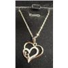 Image 2 : Platinum Plated 25.0mm Simulated Diamond (CZ) Double Heart Necklace, 17” - 19” Long