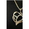 Image 3 : Platinum Plated 25.0mm Simulated Diamond (CZ) Double Heart Necklace, 17” - 19” Long