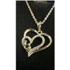 Image 4 : Platinum Plated 25.0mm Simulated Diamond (CZ) Double Heart Necklace, 17” - 19” Long