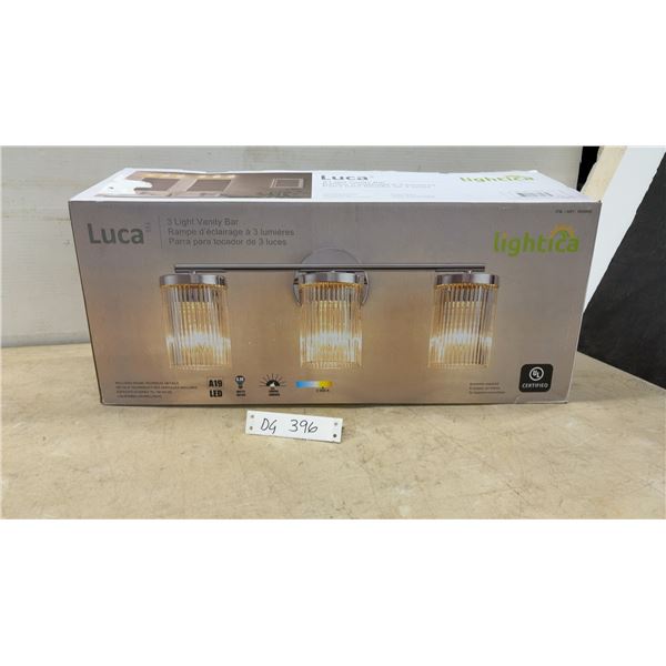Luca 3-Light Vanity Bar, Chrome Finish, Clear Glass, 20.5” W x 7.9” H
