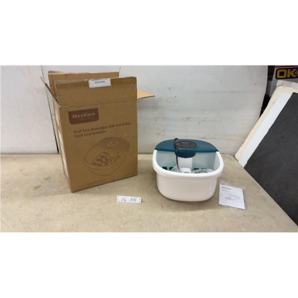 MaxKare Foot Spa Massager with Full Roller, Heat and Bubbles, User Manual, and Power Cord