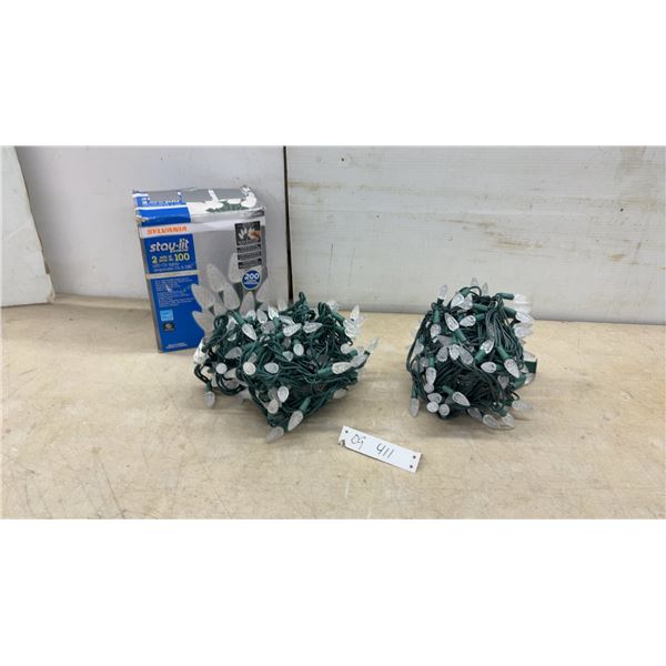 Sylvania Stay-Lit Platinum 2 Sets of 100 LED C6 Warm White Lights and Box
