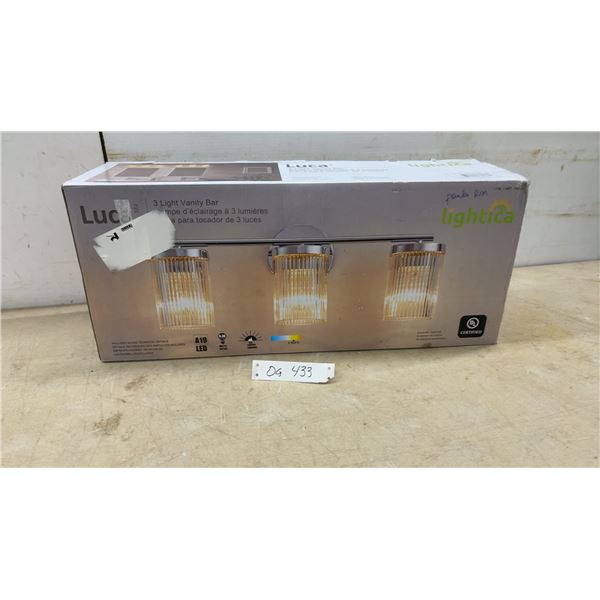 Luca Lightica 3-Light Vanity Bar, Chrome Finish, Clear Glass, A19 LED, 3000K, 20.5” W x 7.9” H