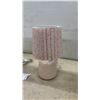 Image 2 : Pair of Pleated Table Lamps with Speckled Pink Ceramic Bases and Cords, 11” H