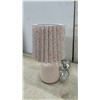 Image 3 : Pair of Pleated Table Lamps with Speckled Pink Ceramic Bases and Cords, 11” H