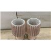 Image 4 : Pair of Pleated Table Lamps with Speckled Pink Ceramic Bases and Cords, 11” H