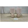 Image 1 : Pair of Table Lamps with Pleated Shades and Speckled Ceramic Bases, 11” H