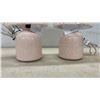 Image 3 : Pair of Table Lamps with Pleated Shades and Speckled Ceramic Bases, 11” H