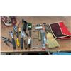 Image 1 : Assorted Garden and Hand Tools: Pruning Shears, Trowels, Rakes, Hammer, Files