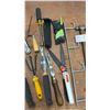 Image 3 : Assorted Garden and Hand Tools: Pruning Shears, Trowels, Rakes, Hammer, Files