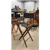 Image 2 : Three Director's Chairs: Two Light Wood and Black Canvas, One Dark Wood and Black Canvas