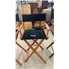 Image 4 : Three Director's Chairs: Two Light Wood and Black Canvas, One Dark Wood and Black Canvas