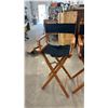 Image 5 : Three Director's Chairs: Two Light Wood and Black Canvas, One Dark Wood and Black Canvas