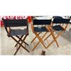 Image 6 : Three Director's Chairs: Two Light Wood and Black Canvas, One Dark Wood and Black Canvas
