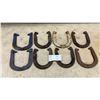 Image 1 : Ten Vintage Horseshoes for Ring Toss, Two Blue Painted, One White Painted, Seven Unpainted