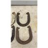 Image 2 : Ten Vintage Horseshoes for Ring Toss, Two Blue Painted, One White Painted, Seven Unpainted
