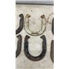 Image 3 : Ten Vintage Horseshoes for Ring Toss, Two Blue Painted, One White Painted, Seven Unpainted