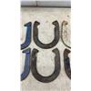 Image 4 : Ten Vintage Horseshoes for Ring Toss, Two Blue Painted, One White Painted, Seven Unpainted