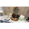 Image 1 : Carved Wood Fish Figurines, Framed Art, Dried Flowers, Eggies Hard Boil Egg Cooker