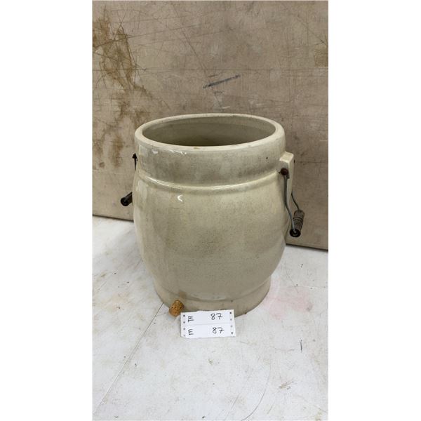 Stoneware Crock with Spigot and Wire Bail Handles