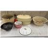 Image 1 : Enamelware Lot: Large Roaster, Basin, Bucket, Colander, 2 Saucepans, and Lid