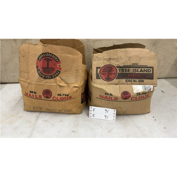 Two Tree Island 50 lb (22.7 kg) Boxes of Nails, 3 1/2” Botte Enduit de Phos. and 2 HG Box 6D