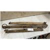 Image 1 : Three Wood and Metal Doubletree/Singletree Bars with Rings and Hooks